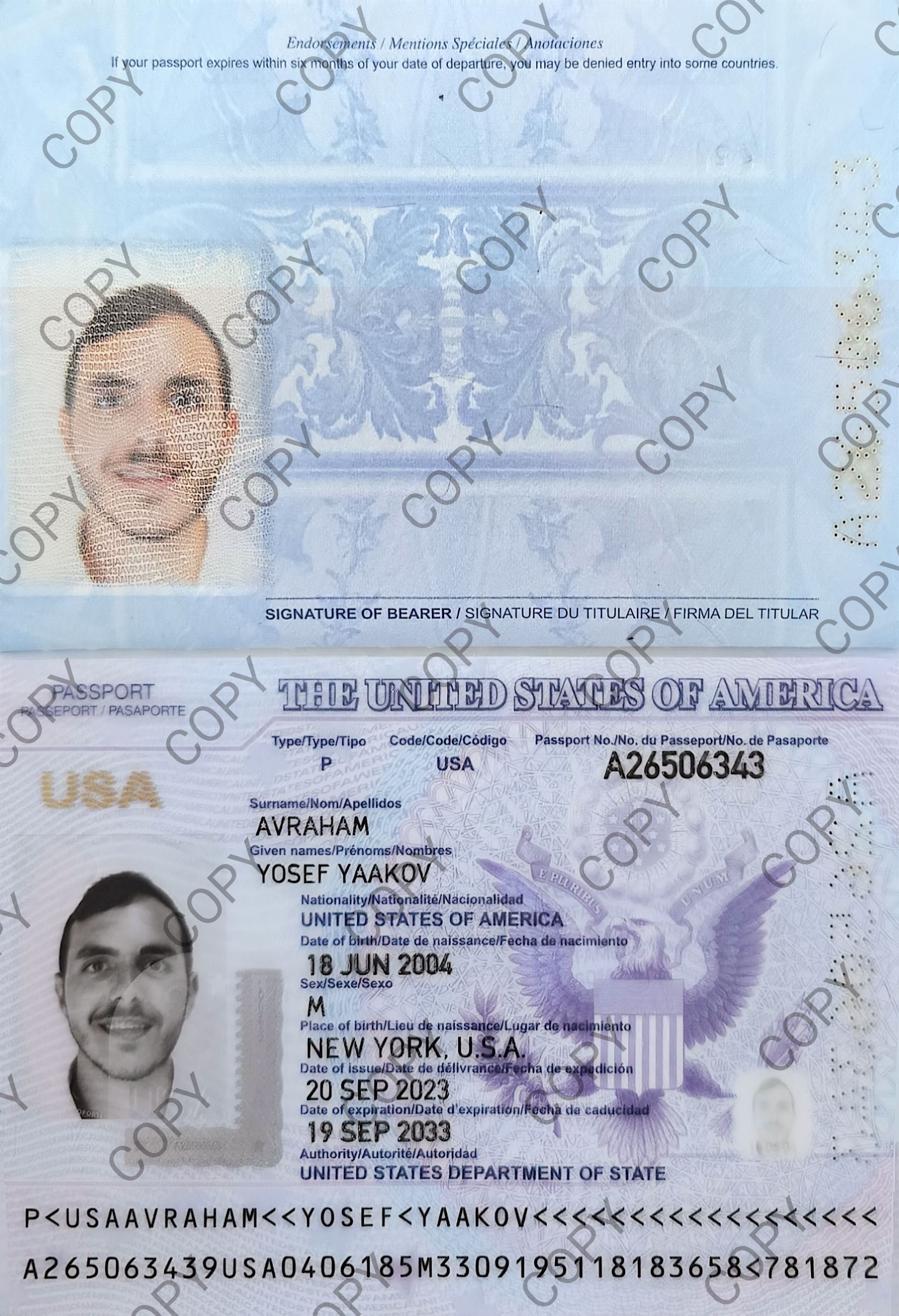 Upload Picture of Bochur's Passport